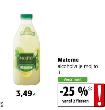 Promotions Materne alcoholvrije mojito - Materne - Valide de 17/07/2019 à 30/07/2019 chez Colruyt