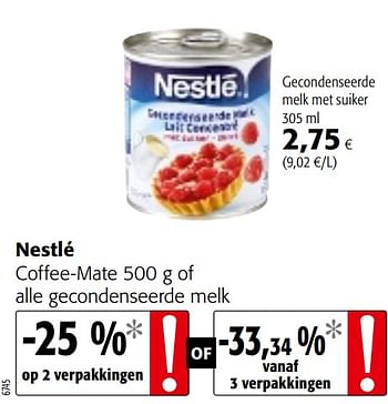 Promoties Nestlé coffee-mate of alle gecondenseerde melk - Nestlé - Geldig van 17/07/2019 tot 30/07/2019 bij Colruyt