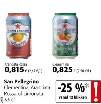 Promoties San pellegrino clementina, aranciata rossa of limonata - San Pellegrino - Geldig van 17/07/2019 tot 30/07/2019 bij Colruyt