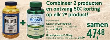 Promotions Cod liver oil holland + barrett + groenlipmossel holland + barrett - Produit maison - Holland & Barrett - Valide de 15/07/2019 à 11/08/2019 chez Holland & Barret