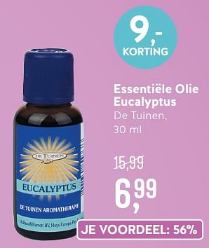 Promoties Essentiële olie eucalyptus de tuinen - De Tuinen - Geldig van 15/07/2019 tot 11/08/2019 bij Holland & Barret