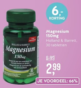 Promoties Magnesium holland + barrett - Huismerk - Holland & Barrett - Geldig van 15/07/2019 tot 11/08/2019 bij Holland & Barret