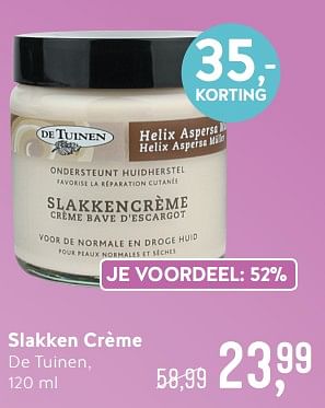 Promotions Slakken crème de tuinen - De Tuinen - Valide de 15/07/2019 à 11/08/2019 chez Holland & Barret