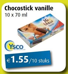 Promoties Chocostick vanille - Ysco - Geldig van 01/07/2019 tot 27/07/2019 bij Aronde