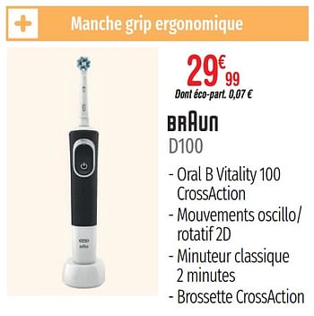 Promoties Hygiène dentaire braun d100 - Braun - Geldig van 01/07/2019 tot 31/12/2019 bij Domial Èlectromenager Image et Son