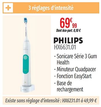 Promotions Hygiène dentaire philips hx6631.01 - Philips - Valide de 01/07/2019 à 31/12/2019 chez Domial Èlectromenager Image et Son