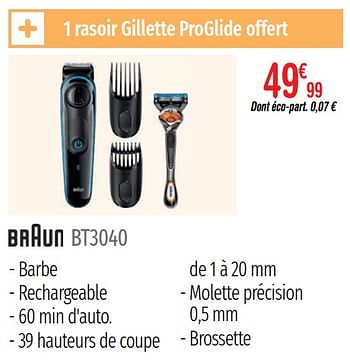 Promotions Tondeuse barbe braun bt3040 - Braun - Valide de 01/07/2019 à 31/12/2019 chez Domial Èlectromenager Image et Son