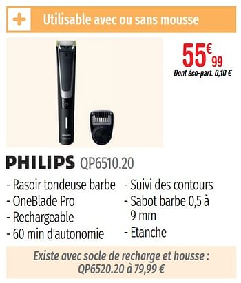 Promotions Tondeuse barbe philips qp6510.20 - Philips - Valide de 01/07/2019 à 31/12/2019 chez Domial Èlectromenager Image et Son