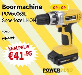 Promoties Powerplus boormachine powx0065li snoerloze li-ion - Powerplus - Geldig van 18/07/2019 tot 31/07/2019 bij Cevo Market