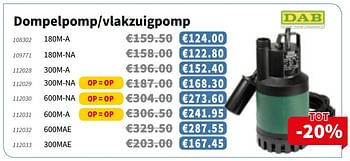 Promoties Dompelpomp-vlakzuigpomp - Dab - Geldig van 18/07/2019 tot 31/07/2019 bij Cevo Market