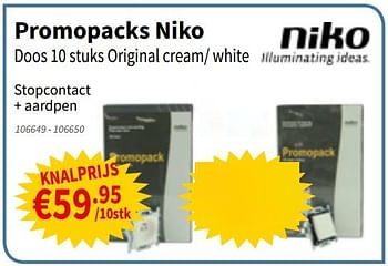 Promotions Promopacks niko stopcontact + aardpen - Niko - Valide de 18/07/2019 à 31/07/2019 chez Cevo Market