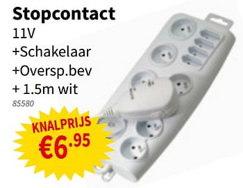 Promotions Stopcontact 11v +schakelaar +oversp.bev + 1.5m wit - Produit maison - Cevo - Valide de 18/07/2019 à 31/07/2019 chez Cevo Market