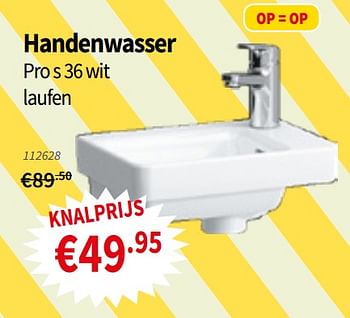 Promoties Handenwasser pro s 36 wit laufen - Laufen - Geldig van 18/07/2019 tot 31/07/2019 bij Cevo Market
