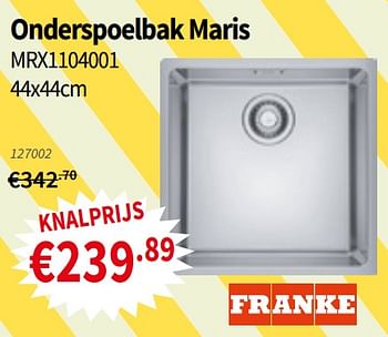 Promotions Onderspoelbak maris mrx1104001 - Franke - Valide de 18/07/2019 à 31/07/2019 chez Cevo Market