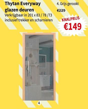 Promoties Thytan everyway glazen deuren grijs gerookt - Huismerk - Cevo - Geldig van 18/07/2019 tot 31/07/2019 bij Cevo Market