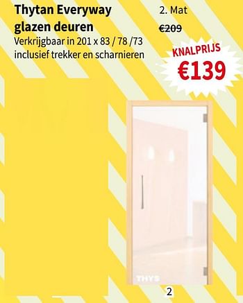 Promoties Thytan everyway glazen deuren mat - Huismerk - Cevo - Geldig van 18/07/2019 tot 31/07/2019 bij Cevo Market