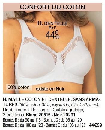 Promotions Maille coton et dentelle, sans armatures - Produit Maison - Damart - Valide de 17/07/2019 à 30/09/2019 chez Damart