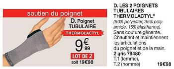Promotions Les 2 poignets tubulaires thermolactyl - Produit Maison - Damart - Valide de 17/07/2019 à 30/09/2019 chez Damart