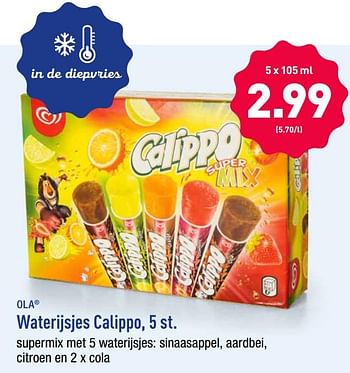 Promoties Waterijsjes calippo - Ola - Geldig van 22/07/2019 tot 27/07/2019 bij Aldi