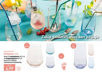 Promoties Drinkglazen - HOME CREATION - Geldig van 22/07/2019 tot 27/07/2019 bij Aldi