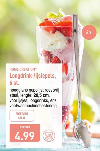 Promotions Longdrink--ijslepels - HOME CREATION - Valide de 22/07/2019 à 27/07/2019 chez Aldi