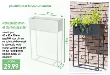 Promoties Metalen bloemenof plantenstaander - Huismerk - Aldi - Geldig van 22/07/2019 tot 27/07/2019 bij Aldi