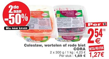 Promoties Coleslaw, wortelen of rode biet cora - Huismerk - Cora - Geldig van 23/07/2019 tot 29/07/2019 bij Cora