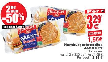 Promoties Hamburgerbroodjes jacquet - Jacquet - Geldig van 23/07/2019 tot 29/07/2019 bij Cora