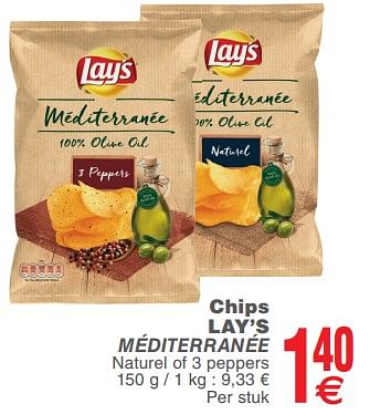 Promotions Chips lay`s méditerranée - Lay's - Valide de 23/07/2019 à 29/07/2019 chez Cora