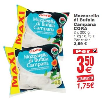 Promoties Mozzarella di bufala campana cora - Campana - Geldig van 23/07/2019 tot 29/07/2019 bij Cora