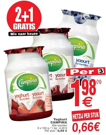 Promoties Yoghurt campina - Campina - Geldig van 23/07/2019 tot 29/07/2019 bij Cora