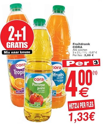 Promoties Fruitdrank cora - Huismerk - Cora - Geldig van 23/07/2019 tot 29/07/2019 bij Cora