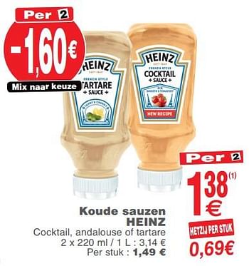 Promoties Koude sauzen heinz - Heinz - Geldig van 23/07/2019 tot 29/07/2019 bij Cora