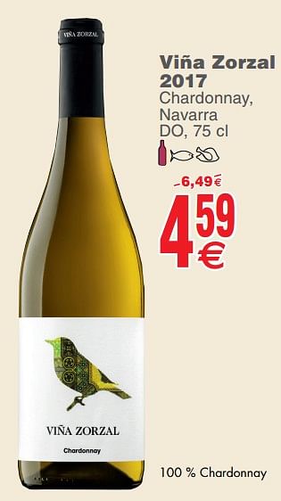 Promoties Viña zorzal 2017 chardonnay, navarra do - Witte wijnen - Geldig van 23/07/2019 tot 29/07/2019 bij Cora