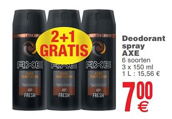 Promoties Deodorant spray axe - Axe - Geldig van 23/07/2019 tot 29/07/2019 bij Cora