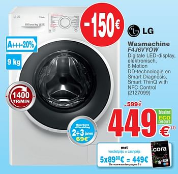 Promoties Lg wasmachine f4j6vyow - LG - Geldig van 23/07/2019 tot 05/08/2019 bij Cora