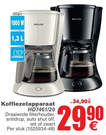 Promoties Philips koffiezetapparaat hd7461-20 - Philips - Geldig van 23/07/2019 tot 05/08/2019 bij Cora