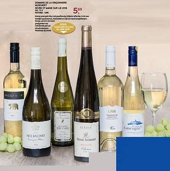 Promoties Domaine de la vinçonniere muscadet sèvre et maine sur lie 2018 - Witte wijnen - Geldig van 31/07/2019 tot 13/08/2019 bij Alvo