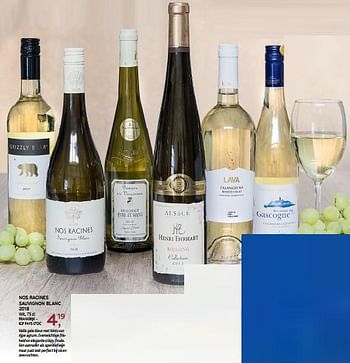 Promotions Nos racines sauvignon blanc 2018 - Vins blancs - Valide de 31/07/2019 à 13/08/2019 chez Alvo