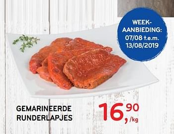 Promoties Gemarineerde runderlapjes - Huismerk - Alvo - Geldig van 07/08/2019 tot 13/08/2019 bij Alvo