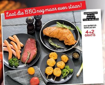 Promoties Mini barbecueworstjes mix 4+2 gratis - Huismerk - Alvo - Geldig van 31/07/2019 tot 06/08/2019 bij Alvo