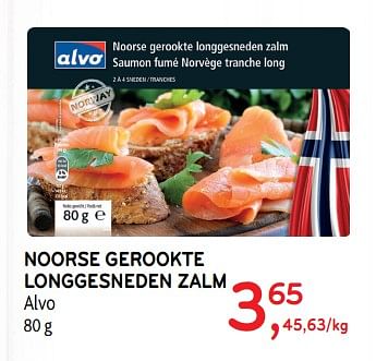 Promotions Noorse gerookte longgesneden zalm alvo - Produit maison - Alvo - Valide de 31/07/2019 à 13/08/2019 chez Alvo