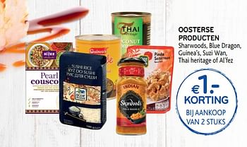 Promotions Oosterse producten sharwoods, blue dragon, guinea`s, suzi wan, thai heritage of al`fez - Sharwood's - Valide de 31/07/2019 à 13/08/2019 chez Alvo