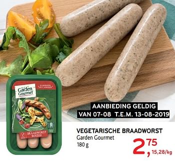 Promoties Vegetarische braadworst garden gourmet - Garden Gourmet - Geldig van 07/08/2019 tot 13/08/2019 bij Alvo