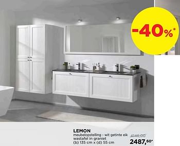 Promoties Lemon meubelopstelling - wit getinte eik wastafel in graniet - Balmani - Geldig van 01/08/2019 tot 31/08/2019 bij X2O