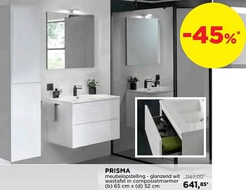 Promoties Prisma meubelopstelling - glanzend wit wastafel in composietmarmer - Storke - Geldig van 01/08/2019 tot 31/08/2019 bij X2O