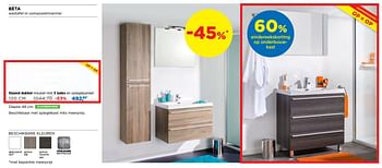 Promoties Bèta wastafel in composietmarmer staand dubbel meubel met 3 lades en spiegelpaneel - Storke - Geldig van 01/08/2019 tot 31/08/2019 bij X2O