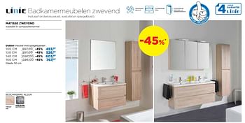 Promoties Matisse zwevend wastafel in composietmarmer dubbel meubel met spiegelpaneel - Linie - Geldig van 01/08/2019 tot 31/08/2019 bij X2O