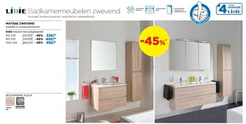 Promotions Matisse zwevend wastafel in composietmarmer enkel meubel met spiegelpaneel - Linie - Valide de 01/08/2019 à 31/08/2019 chez X2O