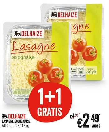 Promoties Lasagne bolognaise - Huismerk - Delhaize - Geldig van 18/07/2019 tot 24/07/2019 bij Delhaize